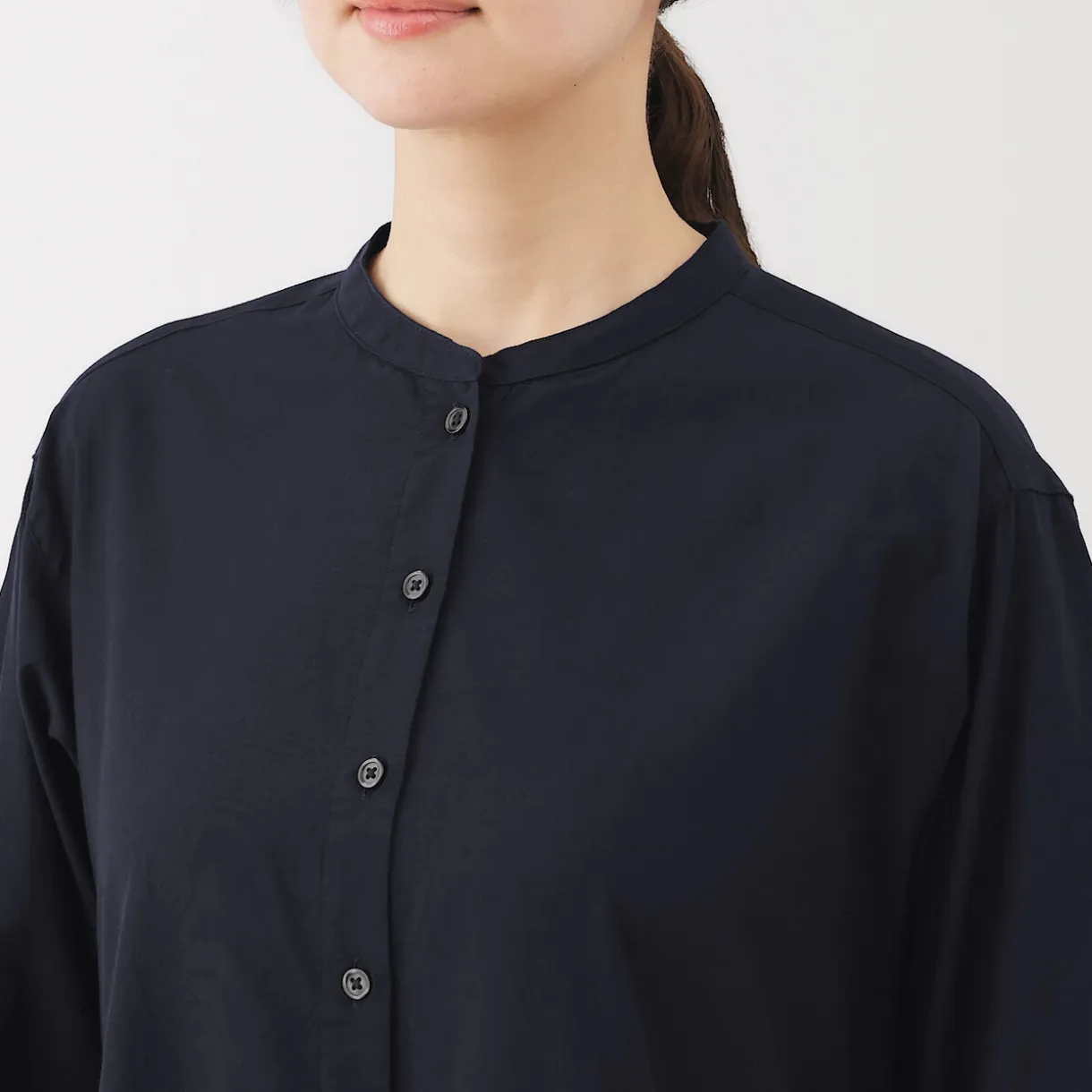 Robe chemise midi en voile de coton pour femme