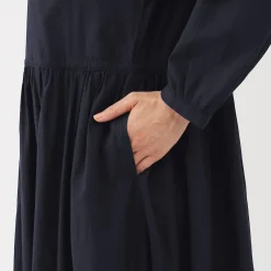 Robe chemise midi en voile de coton pour femme