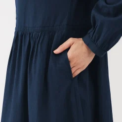 Robe chemise midi en voile de coton pour femme