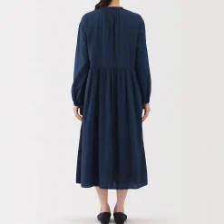 Robe chemise midi en voile de coton pour femme