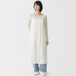 Robe top en double gaze à pois dobby pour femme