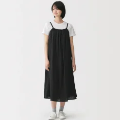 Robe top en double gaze à pois dobby pour femme
