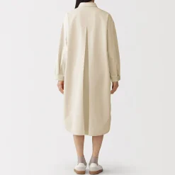 Robe-chemise légère en sergé de kapok mélangé pour femme