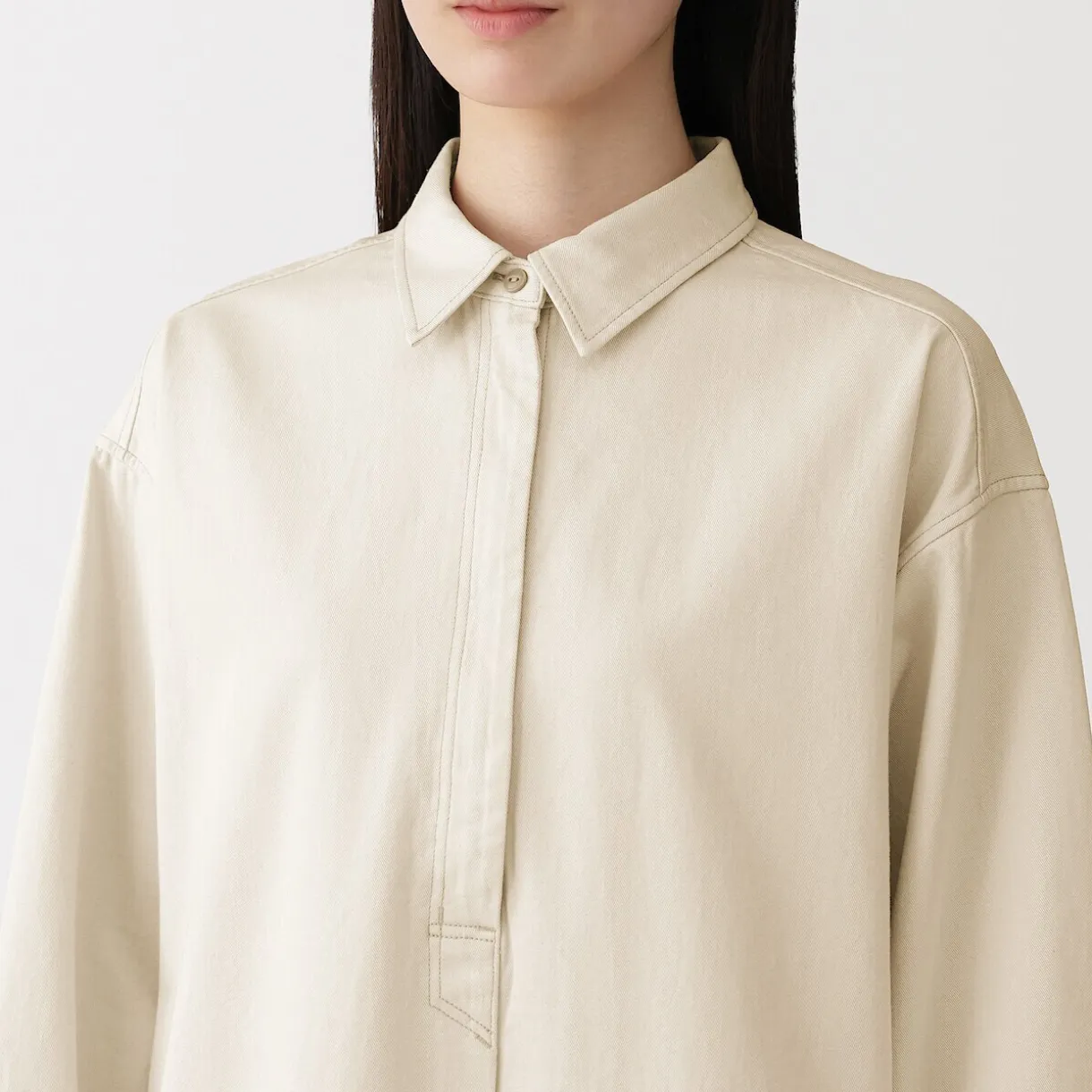 Robe-chemise légère en sergé de kapok mélangé pour femme