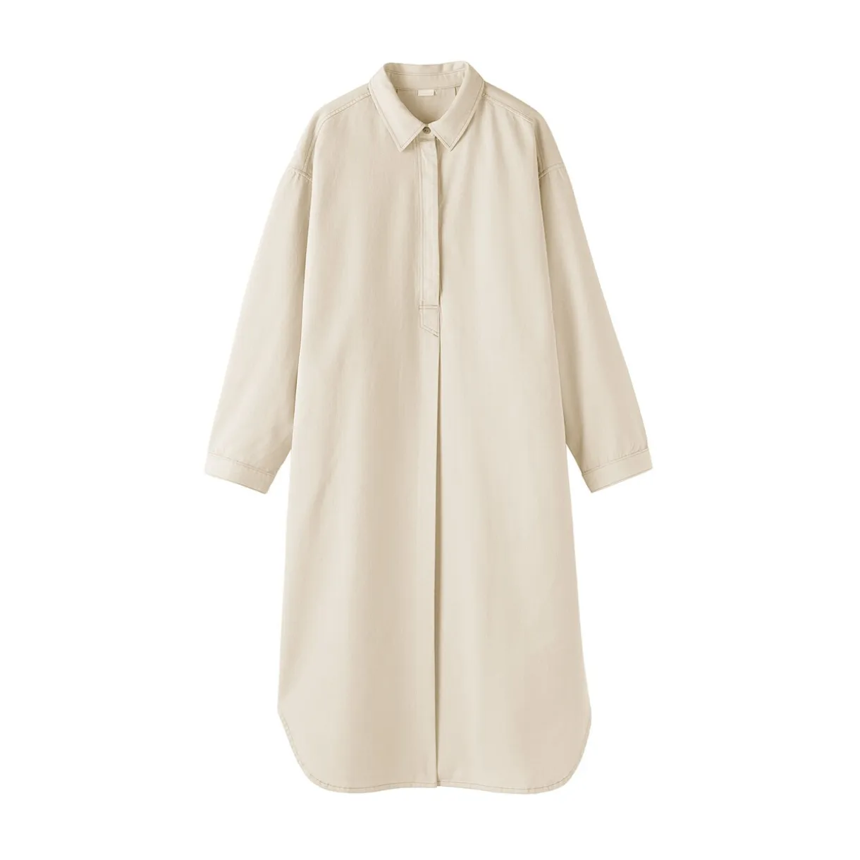 Robe-chemise légère en sergé de kapok mélangé pour femme