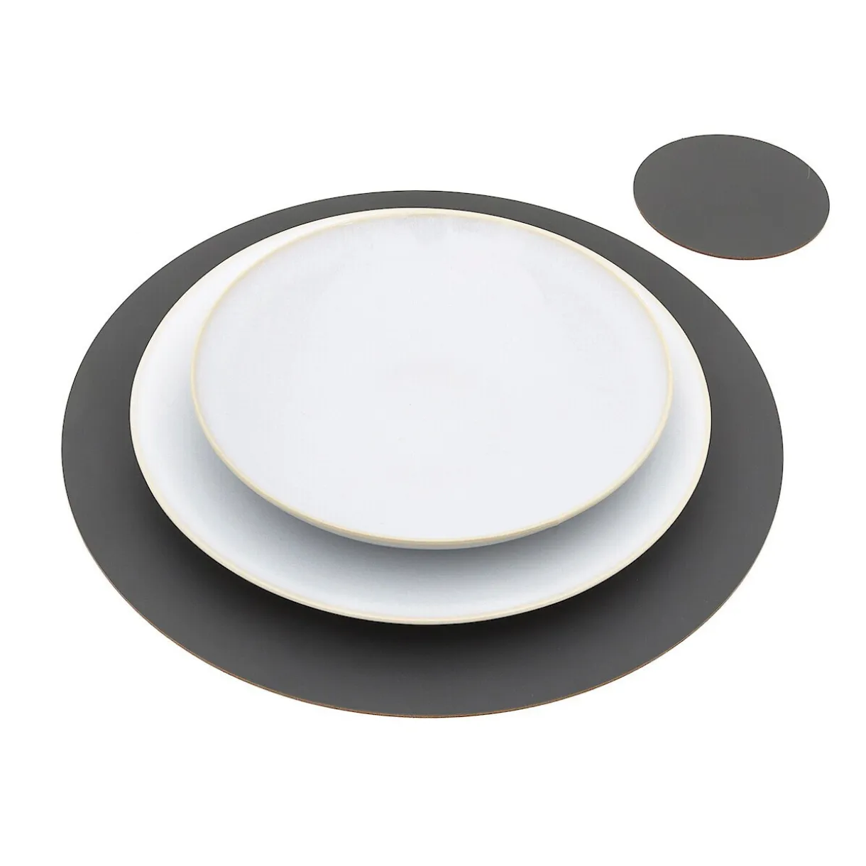 Set de table en cuir recyclé - Gris Cendré