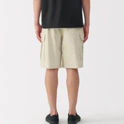 Short cargo en mélange de coton délavé pour homme