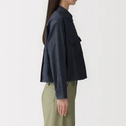 Sur-chemise légère en denim de kapok mélangé pour femme