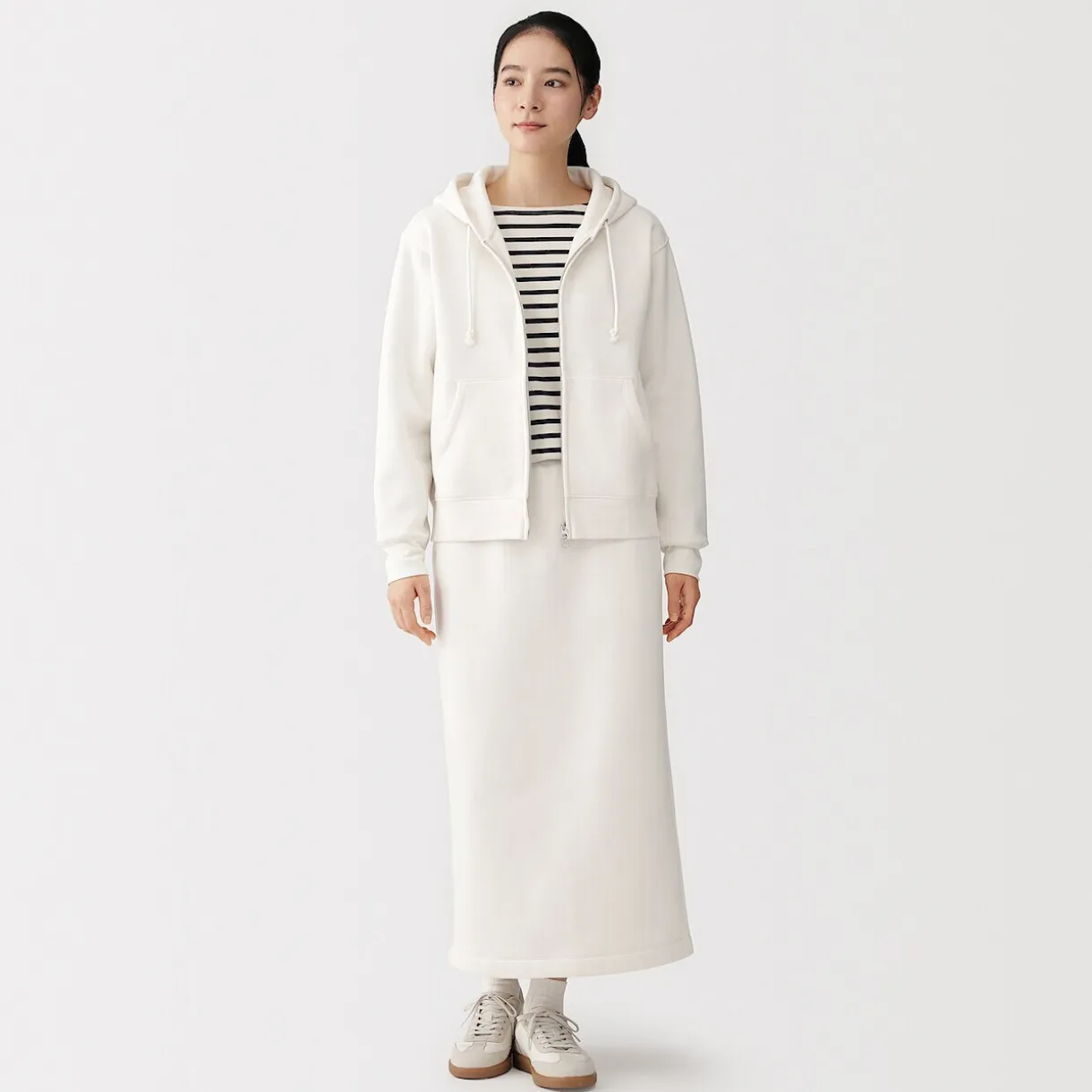 Sweat-shirt à capuche zippé en coton mélangé pour femme