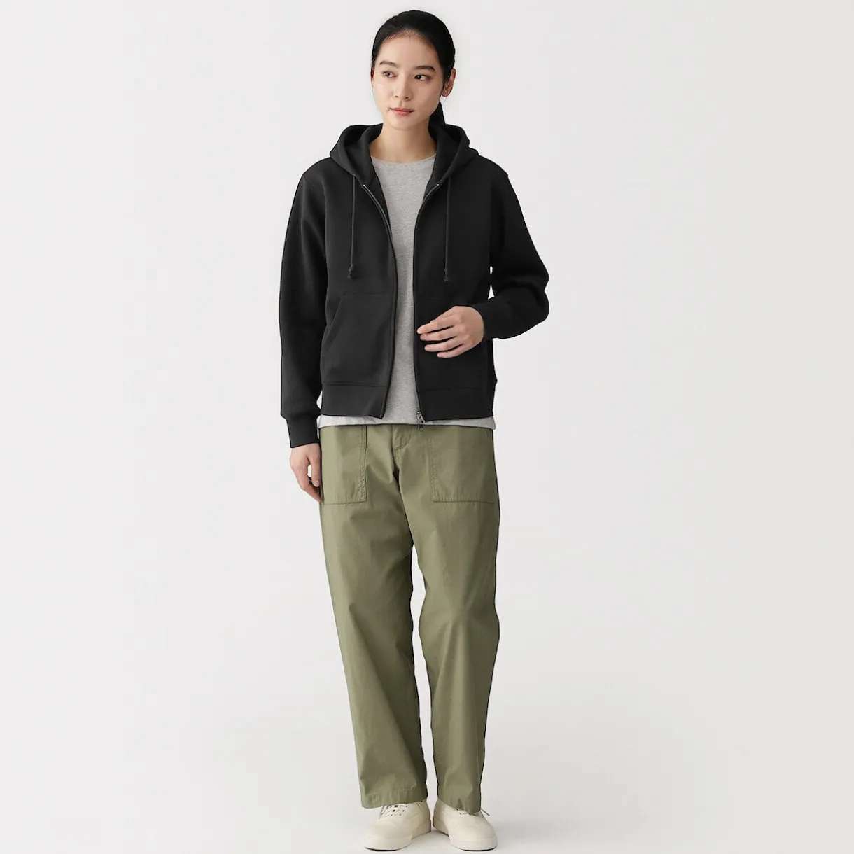Sweat-shirt à capuche zippé en coton mélangé pour femme