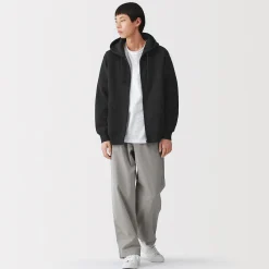 Sweatshirt zippé en coton mélangé à capuche homme