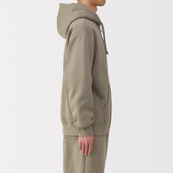 Sweatshirt zippé en coton mélangé à capuche homme