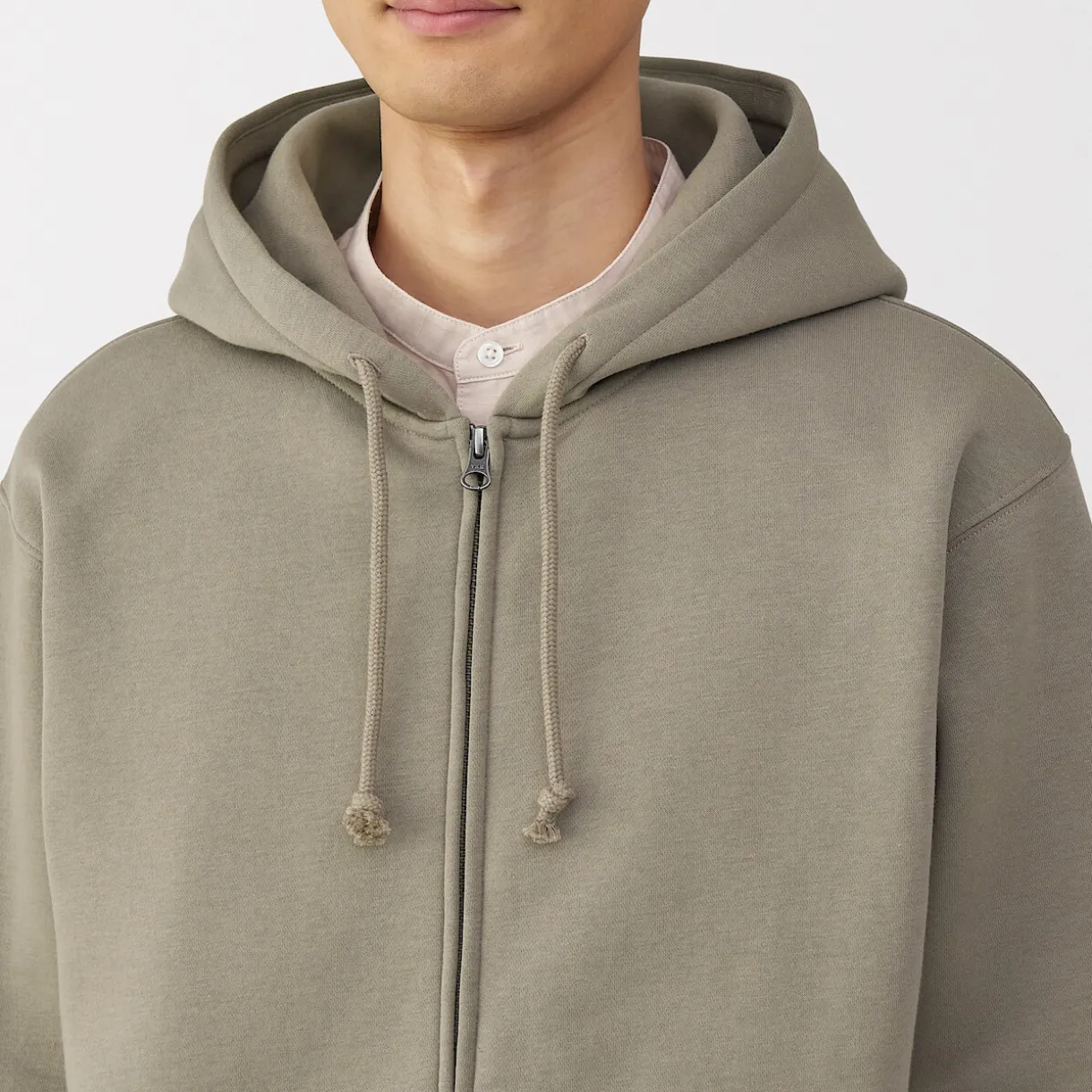 Sweatshirt zippé en coton mélangé à capuche homme