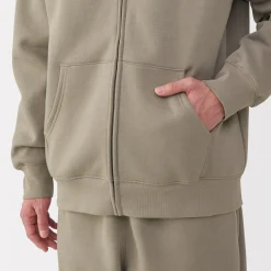 Sweatshirt zippé en coton mélangé à capuche homme