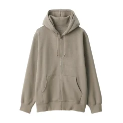 Sweatshirt zippé en coton mélangé à capuche homme