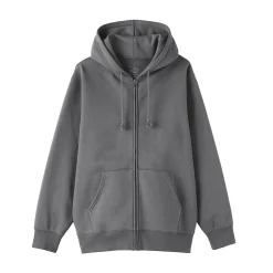 Sweatshirt zippé en coton mélangé à capuche homme