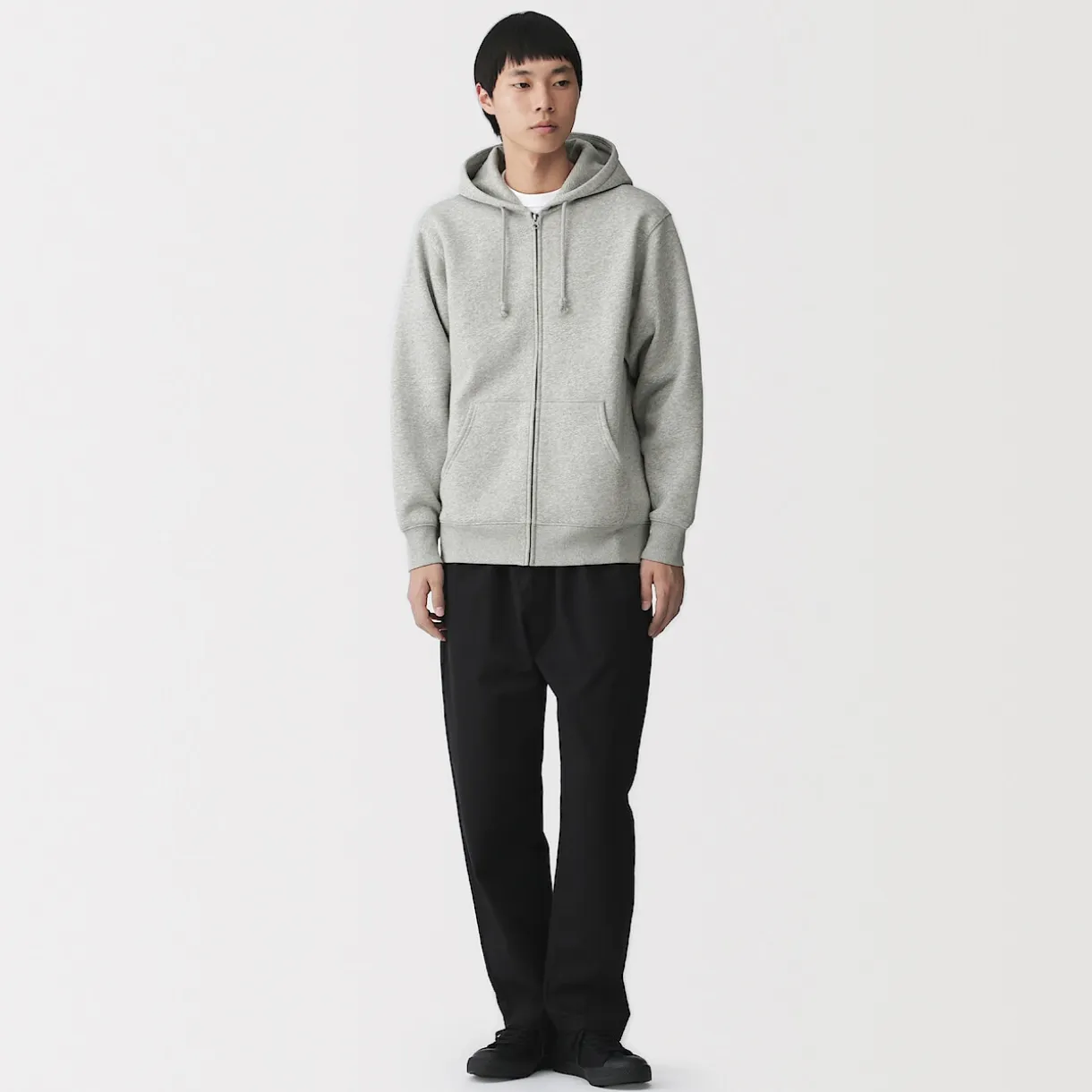 Sweatshirt zippé en coton mélangé à capuche homme