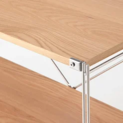 Étagère en acier inoxydable plaquée chêne large ‐ 4 niveaux (Dont Eco part. 2,80 €)