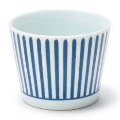 Tasse à saké en porcelaine Hasami - Motif rayures éventail