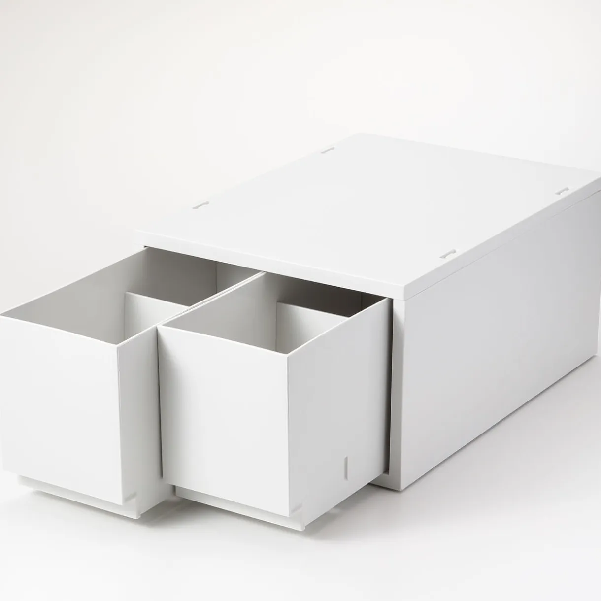 Tiroir en PP A4 gris blanc 2 compartiments L26 XP37X H17.5cm