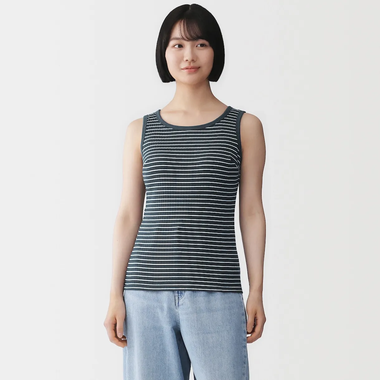 Top brassière court côtelé en coton pour femme
