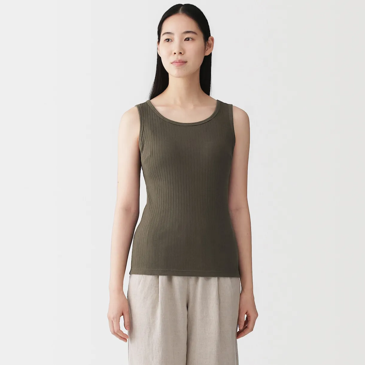 Top brassière court côtelé en coton pour femme