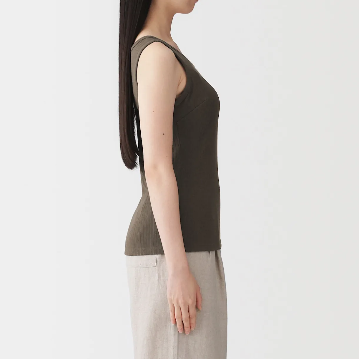 Top brassière court côtelé en coton pour femme