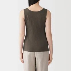 Top brassière court côtelé en coton pour femme