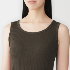 Top brassière court côtelé en coton pour femme