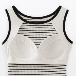Top brassière court côtelé en coton pour femme