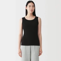 Top brassière court côtelé en coton pour femme