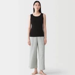 Top brassière court côtelé en coton pour femme