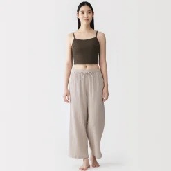 Top brassière court côtelé en coton pour femme