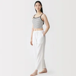 Top brassière court côtelé en coton pour femme