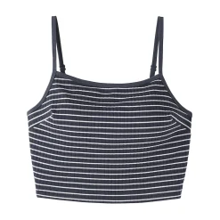 Top brassière court côtelé en coton pour femme