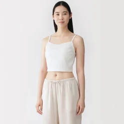 Top brassière court côtelé en coton pour femme