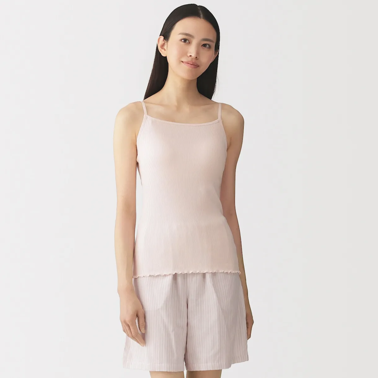 Top brassière lisse côtelé en mélange lyocell pour femme
