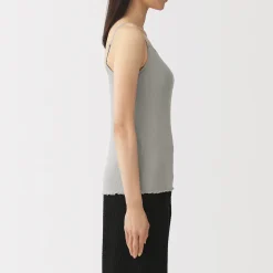 Top brassière lisse côtelé en mélange lyocell pour femme