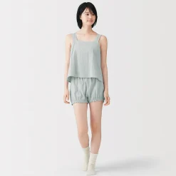 Top sans manches en double gaze à pois dobby pour femme