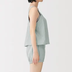 Top sans manches en double gaze à pois dobby pour femme