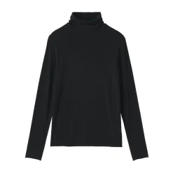T-shirt à col roulé transparent à manches longues en mélange de lyocell pour femme