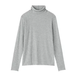 T-shirt à col roulé transparent à manches longues en mélange de lyocell pour femme