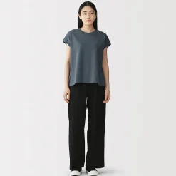 T-shirt à mancherons en coton épais pour femme
