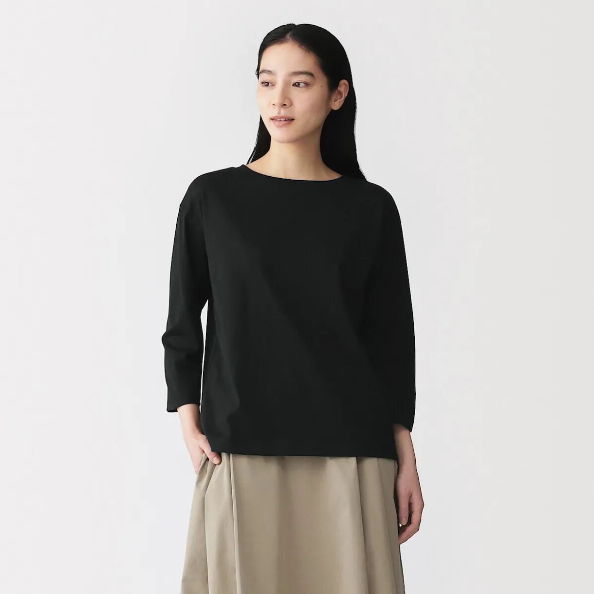 T‐shirt à manches 3/4 en coton mélangé pour femme