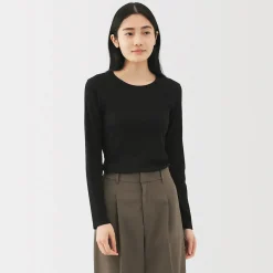 T‐shirt à manches longues en mélange de Lyocell côtelé pour femme