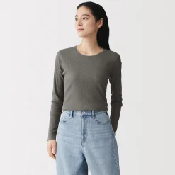 T‐shirt à manches longues en mélange de Lyocell côtelé pour femme