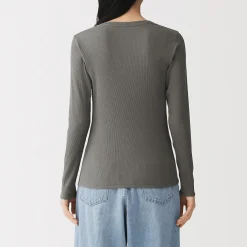 T‐shirt à manches longues en mélange de Lyocell côtelé pour femme