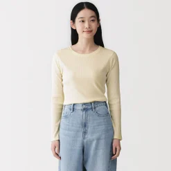 T‐shirt à manches longues en mélange de Lyocell côtelé pour femme
