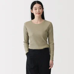 T‐shirt à manches longues en mélange de Lyocell côtelé pour femme
