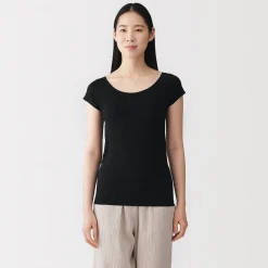 T-shirt brassière lisse en mélange lyocell à mancherons pour femme